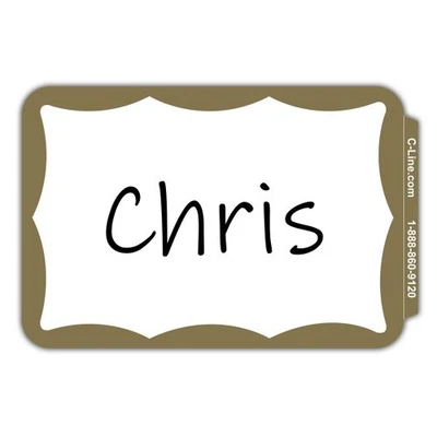 C-Line Border Name Badge Self Stick 100/Pk Gold 3-1/2"X2-1/4" School Office - Image 1 of 2