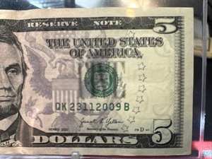 🥳 23 Of November, 2009  QK 23112008 B- BIRTHDAY Note $5 One Dollar Bill   2021 - Picture 1 of 9