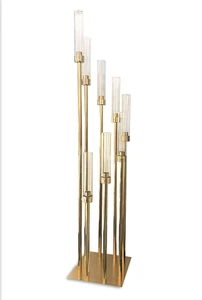 Candelabra 135cm tall Contemporary 8 Arm Wedding Table GOLD - Picture 1 of 2