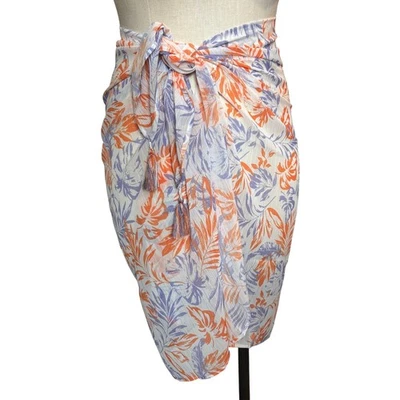 Nuevo con etiquetas Traje de baño Lucky Brand encubrimiento naranja púrpura floral cubierta de playa Foto 1 de 3