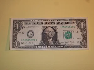 Collectible 5-digit repeating One-dollar serial number. Unique: 55595590 - Picture 1 of 3