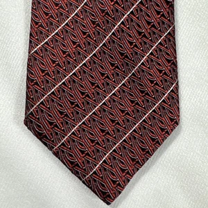 Yves Saint Laurent Skinny Red YSL AOP 100% Silk Neck Tie Made In France - Picture 1 of 9