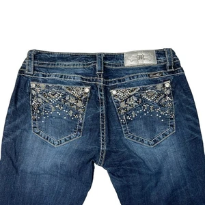 Miss Me Low Rise Signature Bootcut Jeans Y2K Bling Strass verziert 31 - Bild 1 von 6