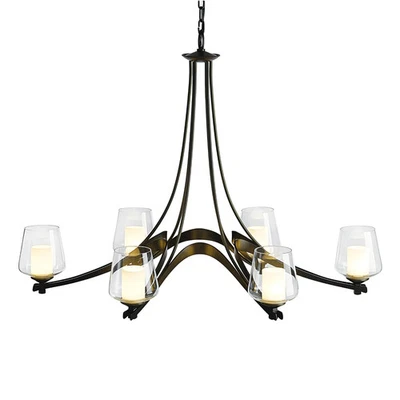 Hubbardton Forge Ribbon 6L 38.5" Oval Chandelier Dark Smoke Opal & Clear Glass - Image 1 of 4