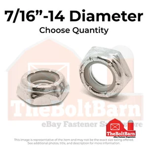 7/16"-14 18-8 Stainless Steel Nylon Insert Hex Jam Nuts (Pick Quantity) - Picture 1 of 7