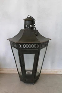 Handmade Metal Lantern for Home, Unique Candle Lantern with Chain Indoor Lightin - Picture 1 of 7