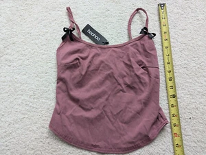 NWT Boohoo Crop Top Tank Shirt 2 halter mauve pink girls cute summer strap women - Picture 1 of 4