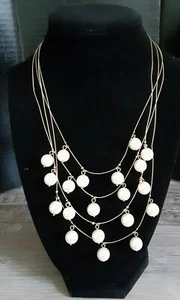Cezanne 4 String Pearl-Like Layered Necklace Gold Tone 18" - Picture 1 of 2