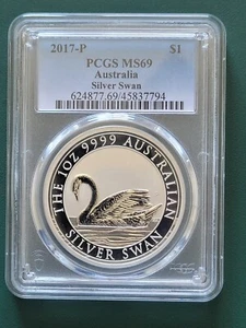 2017 Australia Coin 1 oz 9999 Pure Silver SWAN PCGS MS 69 low mintage of 25,000 - Picture 1 of 2
