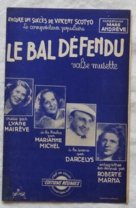 Partition ancienne 1944 LE BAL DEFENDU, VALSE MUSETTE (Vincent Scotto) - Picture 1 of 2