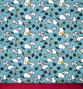 Tela Peanuts Snoopy - Media yarda 100 % algodón acolchado Woodstock azul turquesa - Imagen 1 de 1