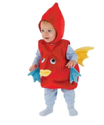 PRINCESA PARAÍSO PEZ ROJO CÁLIDO CUERPO DE FELPA 3D DISFRAZ DE HALLOWEEN VESTIR 18M 2T Foto 1 de 4