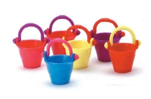 Melody Jane Dolls House 6 Children's Beach Buckets Summer Sand Castle Accessory - Picture 1 of 8