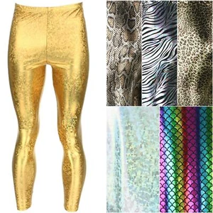 Mens Leggings Meggings Sparkling Shiny Mermaid Scales Festival Party - Picture 1 of 19