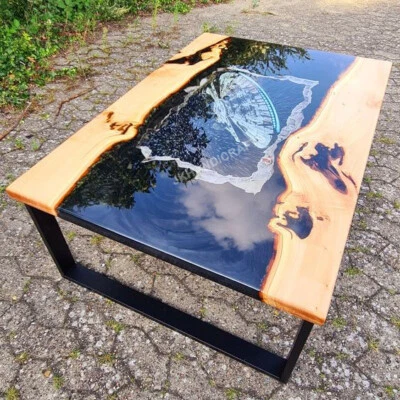 Ocean Design Epoxy Resin Dining Coffee Table Top Live Edge Table Top Home Decor - Image 1 of 4