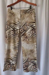 Chico's Sz 2 (L/12) Abstract Artsy Wide Leg Brown/Beige - Picture 1 of 8