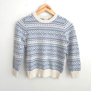 J. Crew Crewcuts Boy's Fair Isle Sweater Blue 100% Cotton Long Sleeves Size 6-7 - Picture 1 of 12