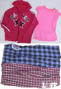 Used Lot of 3- 2 pairs Justice Girl's Plaid lounge Pants + one jacket - Picture 1 of 5