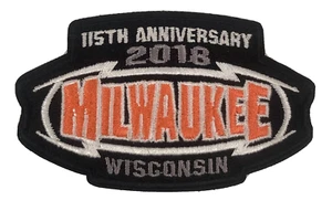 Milwaukee, WI 2018 Motorrad Rallye 115th Anniv. Biker Aufnäher Bügelbild/Aufnähen 3,5"x2" - Bild 1 von 1