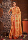 Designer Orange Heavy Weaving Tassel Pallu Work Sari Cotton Silk PartyWear Saree