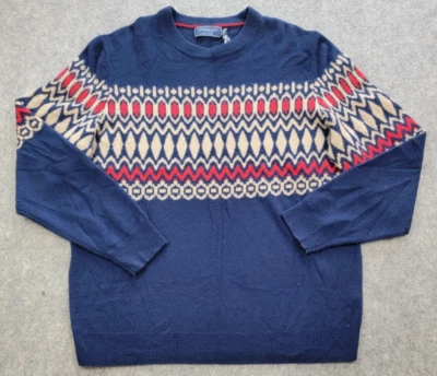 Vineyard Vines Sweater Mens Large Blue Fair Isle Crew 100% Merino Wool NWT - Image 1 of 4