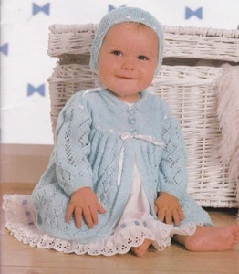 Knitting Pattern Matinee Jacket and Bonnet copy 3 ply - Picture 1 of 1