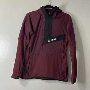 ADIDAS TERREX Ultralight Hooded Jacket Small Maroon NEW Running Hiking Outdoors - Picture 1 of 7