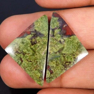 Wholesale 21.70Cts. Natural Dragon Blood Jasper Pair Triangle Cabochon Gemstone - Picture 1 of 3