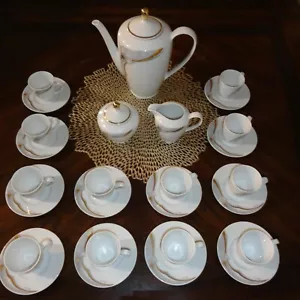 Vintage Tea Set 29 pc 12 place settings MITTERTEICH Germany Silver & Gold Signed - Picture 1 of 12