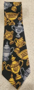 Addiction Men's Necktie Tie Polyester World's Greatest Dad Trophy Pattern 57" L - Picture 1 of 5