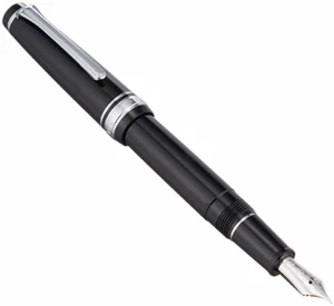 Sailor Professional Gear Slim Silver Fountain Pen Medium Nib Black 11-1222-420 - Picture 1 of 2