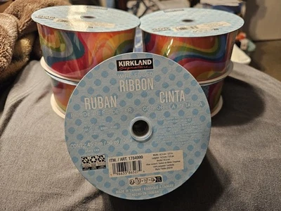 5x Kirkland Signature Wire-Edged Ribbon  - 2.5" Wide x 50 YD - Rainbow - Image 1 of 3