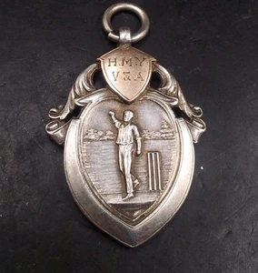 1926 Fully Hallmarked Silver Watch Fob Gold Accents Approx 19.1g Heavy - Picture 1 of 5