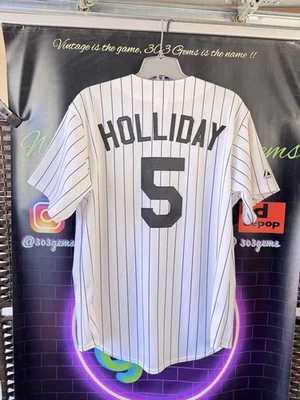 Camiseta deportiva de béisbol auténtica de Matt Holliday #5 de los Colorado Rockies de colección local MLB Foto 1 de 4