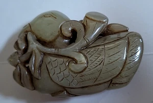 Colgante Ganoderma de jade hetiano verde y blanco 青白和田玉鸟衔灵芝吊坠· t10 - Imagen 1 de 6