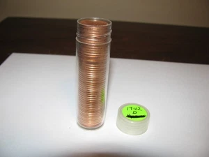 1942d Roll of 50 BU Red Lincoln Wheat Pennies - Picture 1 of 4