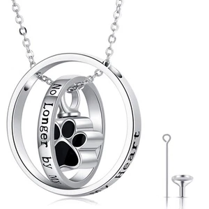 Cremation Jewelry for Ashes 925 Sterling Silver Paw Urn Necklace for Cat Dog ... - Picture 1 of 6