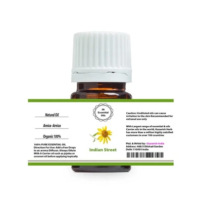 INDIAN STREET ARNICA PURE THERAPEUTIC GRADE ESSENTIAL OIL 3ML TO 100ML - Image 1 of 3