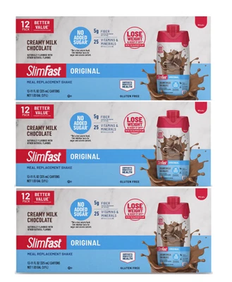 Batidos originales SlimFast - chocolate con leche cremoso - caja de 36 unidades Foto 1 de 4