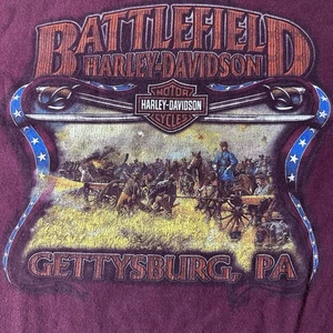 Harley Davidson Maroon Tshirt Herren M 100% Baumwolle Gettysburg Pennsylvania HD - Bild 1 von 7