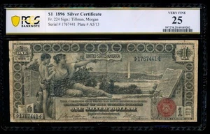AC Fr 224 1896 $1 Argento Certificato EDUCATIVO PCGS 25 - Foto 1 di 2