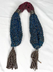 Antica borsa vittoriana "Misers": bordeaux e blu OTTIME condizioni - Foto 1 di 7