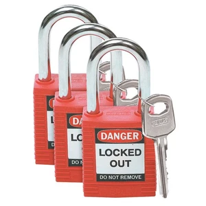 BRADY 105886 Lockout Padlock,KA,Red,1-3/4"H,PK3 39N161 - Picture 1 of 1