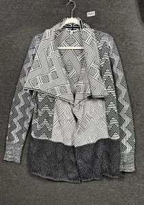 Lucky Brand Open Drape Front Knit Cardigan Pullover Damen Gr. L grau Fair Isle - Bild 1 von 8