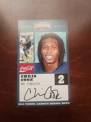 2010 Chris Cook Signed Senior Bowl Rookie Card Virginia/Minnesota Vikings - Image 1 of 2