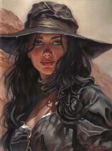 original painting 30 x 40 cm 44KrV artwork modern watercolor female portrait - Picture 1 of 4
