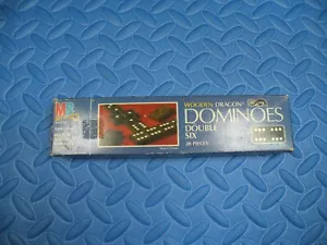 VTG | 1983 Milton Bradley Wooden Dragon Dominoes Double Six - Picture 1 of 3
