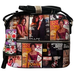 Michelle Obama Shoulder Bag Crossbody Hologram Magazine Print First Lady New - Picture 1 of 4