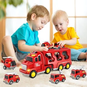 Fire Truck Toys for Toddlers Pull Back Cars Birthday Gifts for Boys & Girls - Picture 1 of 9