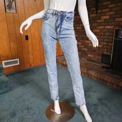 Vtg 80s Edwin High Waist Blue Acid Wash London Slim Japan Denim Jeans XS/S X32 - Image 1 of 4